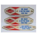 Lot of 3 NOS Vintage GRAIN BELT Embossed Beer Advertising Signs - "We Built a Better Beer For You"