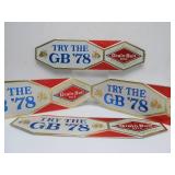 Lot of 4 NOS Vintage GRAIN BELT Embossed Beer Advertising Signs - "Try the GB 