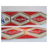 Lot of 4 NOS Vintage GRAIN BELT Embossed Beer Advertising Signs - "Try the GB 