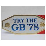 Lot of 4 NOS Vintage GRAIN BELT Embossed Beer Advertising Signs - "Try the GB 