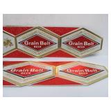 Lot of 4 NOS Vintage GRAIN BELT Embossed Beer Advertising Signs - "Try the GB 