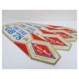 Lot of 4 NOS Vintage GRAIN BELT Embossed Beer Advertising Signs - "Try the GB 