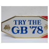 Lot of 4 NOS Vintage GRAIN BELT Embossed Beer Advertising Signs - "Try the GB 