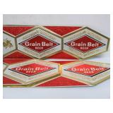 Lot of 4 NOS Vintage GRAIN BELT Embossed Beer Advertising Signs - "Try the GB 