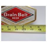 Lot of 4 NOS Vintage GRAIN BELT Embossed Beer Advertising Signs - "Try the GB 