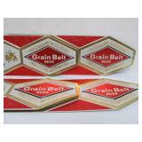 Lot of 4 NOS Vintage GRAIN BELT Embossed Beer Advertising Signs - "Try the GB 