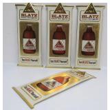 Lot of 4 NOS Vintage BLATZ Embossed Beer Advertising Signs - "Test Blatz Yourself"