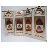 Lot of 4 NOS Vintage BLATZ Embossed Beer Advertising Signs - "Test Blatz Yourself"