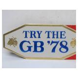 Lot of 4 NOS Vintage GRAIN BELT Embossed Beer Advertising Signs - "Try the GB 