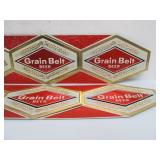 Lot of 4 NOS Vintage GRAIN BELT Embossed Beer Advertising Signs - "Try the GB 
