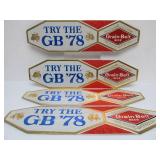 Lot of 4 NOS Vintage GRAIN BELT Embossed Beer Advertising Signs - "Try the GB 
