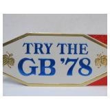 Lot of 4 NOS Vintage GRAIN BELT Embossed Beer Advertising Signs - "Try the GB 