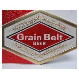 Lot of 4 NOS Vintage GRAIN BELT Embossed Beer Advertising Signs - "Try the GB 
