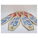 Lot of 4 NOS Vintage GRAIN BELT Embossed Beer Advertising Signs - "Try the GB 
