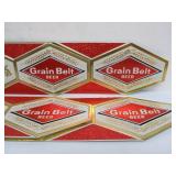 Lot of 4 NOS Vintage GRAIN BELT Embossed Beer Advertising Signs - "Try the GB 