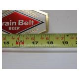 Lot of 4 NOS Vintage GRAIN BELT Embossed Beer Advertising Signs - "Try the GB 