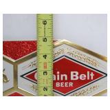 Lot of 4 NOS Vintage GRAIN BELT Embossed Beer Advertising Signs - "Try the GB 