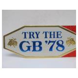Lot of 4 NOS Vintage GRAIN BELT Embossed Beer Advertising Signs - "Try the GB 