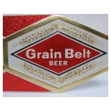 Lot of 4 NOS Vintage GRAIN BELT Embossed Beer Advertising Signs - "Try the GB 