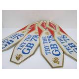 Lot of 4 NOS Vintage GRAIN BELT Embossed Beer Advertising Signs - "Try the GB 