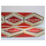 Lot of 4 NOS Vintage GRAIN BELT Embossed Beer Advertising Signs - "Try the GB 