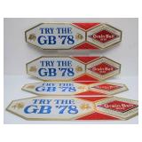 Lot of 4 NOS Vintage GRAIN BELT Embossed Beer Advertising Signs - "Try the GB 