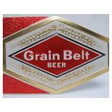 Lot of 4 NOS Vintage GRAIN BELT Embossed Beer Advertising Signs - "Try the GB 
