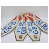 Lot of 4 NOS Vintage GRAIN BELT Embossed Beer Advertising Signs - "Try the GB 