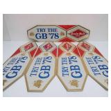 Lot of 4 NOS Vintage GRAIN BELT Embossed Beer Advertising Signs - "Try the GB 