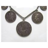Vintage WW2 era Coin Necklace w/ Silver Coins