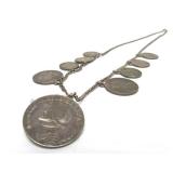 Vintage WW2 era Coin Necklace w/ Silver Coins
