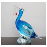 Large MURANO Blue Glass Pelican/Bird w/Fish