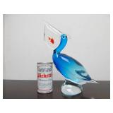 Large MURANO Blue Glass Pelican/Bird w/Fish