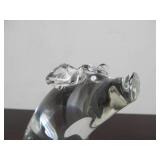 Large Hand Signed STEUBEN Glass Pig