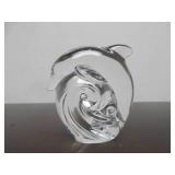 Hand Signed STEUBEN Glass Dolphin