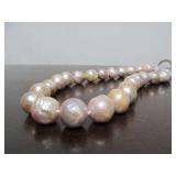 Beautiful LARGE Diameter Genuine Pearl Necklace w/Sterling Silver
