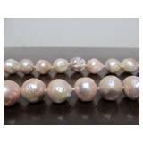 Beautiful LARGE Diameter Genuine Pearl Necklace w/Sterling Silver