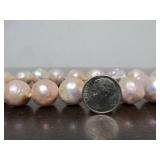 Beautiful LARGE Diameter Genuine Pearl Necklace w/Sterling Silver
