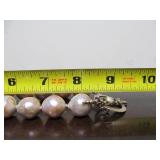 Beautiful LARGE Diameter Genuine Pearl Necklace w/Sterling Silver