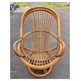 Larger Mid Century Rattan Swivel Lounge Chair