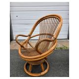 Larger Mid Century Rattan Swivel Lounge Chair