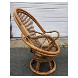 Larger Mid Century Rattan Swivel Lounge Chair
