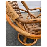 Larger Mid Century Rattan Swivel Lounge Chair