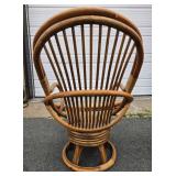 Larger Mid Century Rattan Swivel Lounge Chair