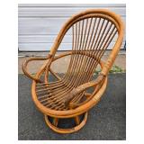 Larger Mid Century Rattan Swivel Lounge Chair