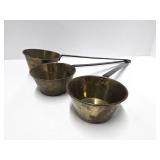 Set of 4 Long Iron Handled Brass Cooking Pots/Pans