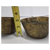 Set of 4 Long Iron Handled Brass Cooking Pots/Pans