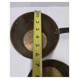 Set of 4 Long Iron Handled Brass Cooking Pots/Pans
