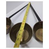 Set of 4 Long Iron Handled Brass Cooking Pots/Pans