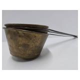 Set of 4 Long Iron Handled Brass Cooking Pots/Pans